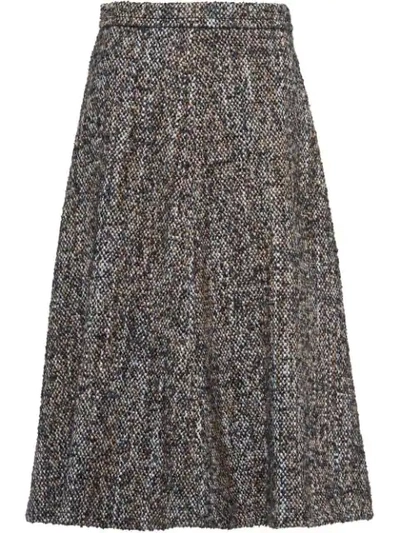 Shop Miu Miu Bouclé Tweed Skirt In F0308 Anthracite Gray