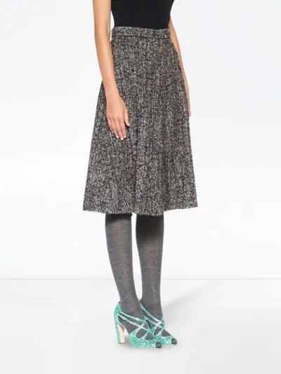 Shop Miu Miu Bouclé Tweed Skirt In F0308 Anthracite Gray