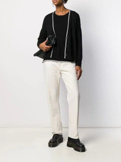 Shop Semicouture Contrast-trim Cardigan In Black