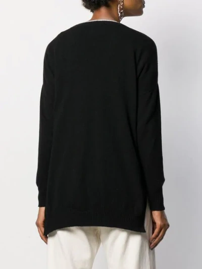 Shop Semicouture Contrast-trim Cardigan In Black