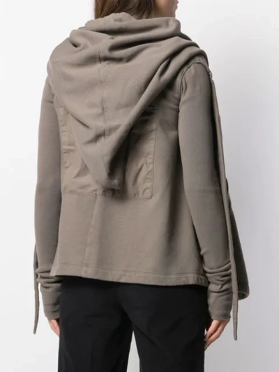 Shop Rick Owens Drkshdw Hooded Wrap Zipped Sweatshirt In Grey