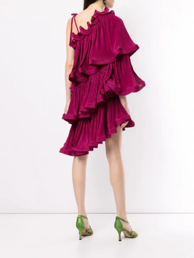Shop Romance Was Born Bloom Pleat Tiered Dress In Mulberry