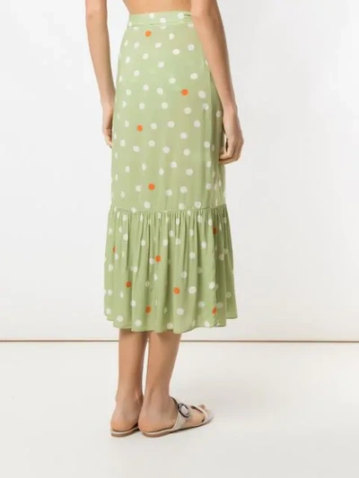 Shop Adriana Degreas Polka Dot Beach Skirt In Green