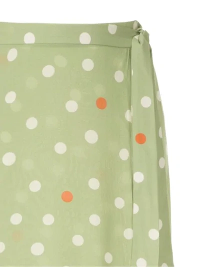 Shop Adriana Degreas Polka Dot Beach Skirt In Green