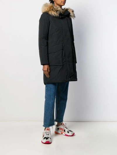 Shop Woolrich Hooded Military Parka Coat In Black