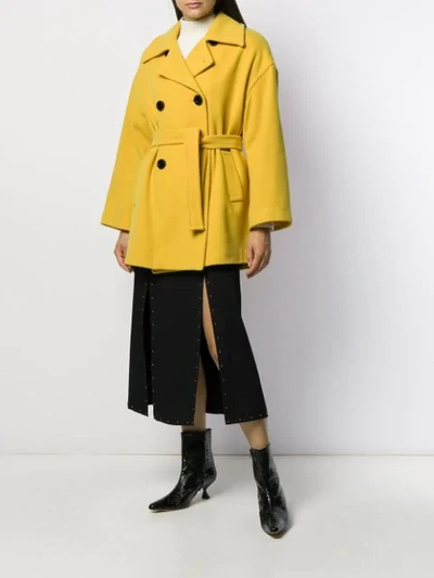 Pre-owned Pierre Cardin 1980s Double-breasted Coat In Yellow