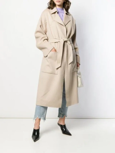 Shop Nanushka Alamo Robe Coat - Neutrals