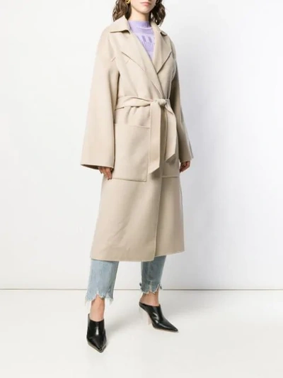 Shop Nanushka Alamo Robe Coat - Neutrals