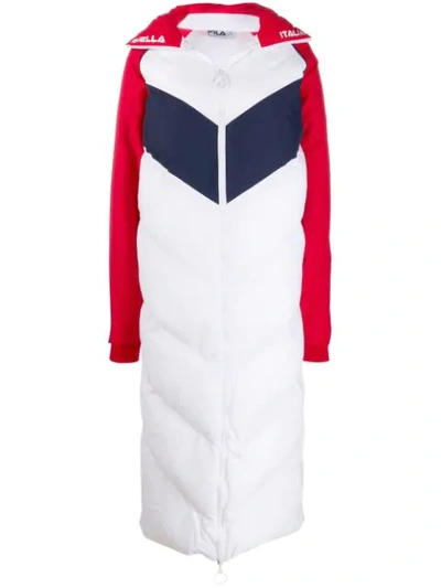 Fila Keon Longline Puffer Long Down Jacket In White | ModeSens
