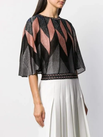 Shop M Missoni Geometric Paneled Top In Black