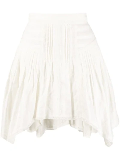 Shop Isabel Marant Étoile Pleated Asymmetric Hem Skirt In 20wh White