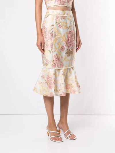 We Are Kindred Delphi Floral-brocade Skirt In Marigold