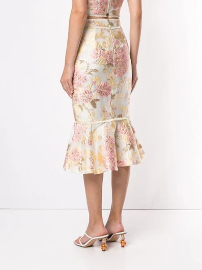 We Are Kindred Delphi Floral-brocade Skirt In Marigold