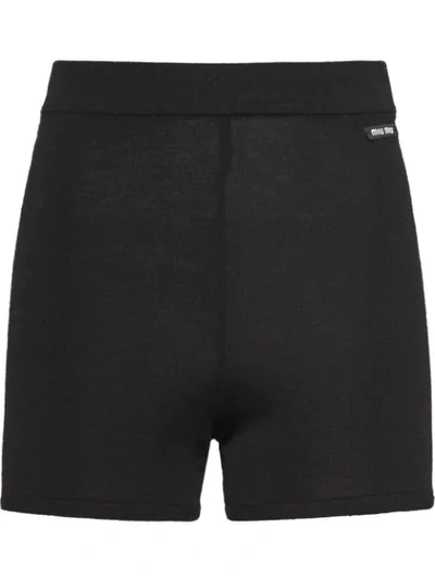 Shop Miu Miu High-rise Cycling Style Shorts In Black