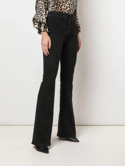 Shop Mother High-rise Flared Jeans In Black