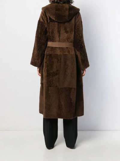 Shop Agnona Reversible Hooded Coat In Brown