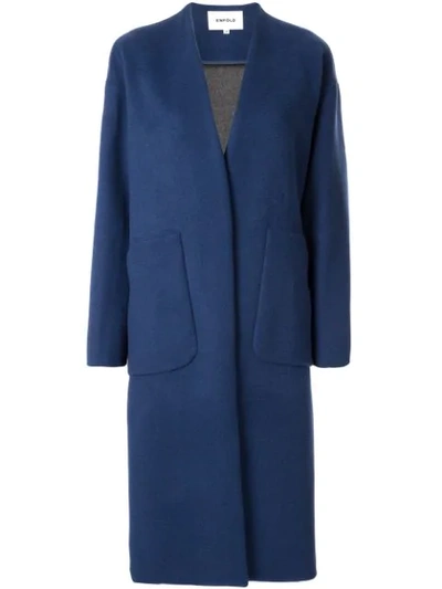 Shop Enföld Longline Cocoon Coat In Blue