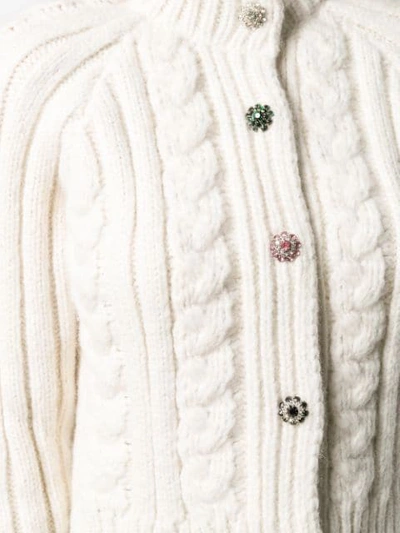 Shop Ganni Crystal-embellished Buttons Cardigan In White