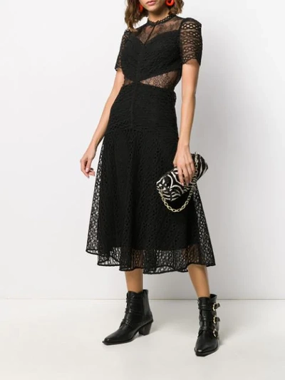 Shop Sandro Sheer Panel Lace Midi Dress In Black