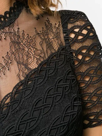 Shop Sandro Sheer Panel Lace Midi Dress In Black