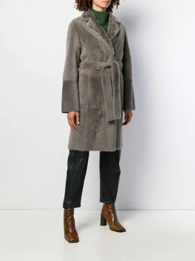 Shop Yves Salomon Mid-length Textured Coat In Grey