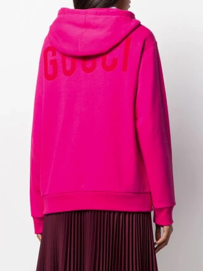 Shop Gucci Manifesto Oversized Hoodie In 5251 Fuchsia