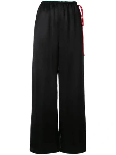 Shop Giorgio Armani Wide Leg Trousers In Black