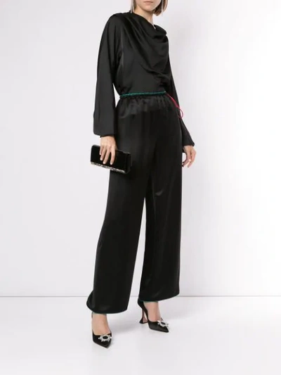 Shop Giorgio Armani Wide Leg Trousers In Black