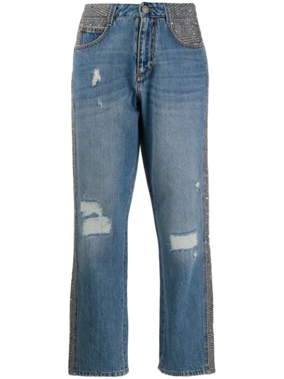 Shop Ermanno Scervino High Rise Cropped Jeans In Blue