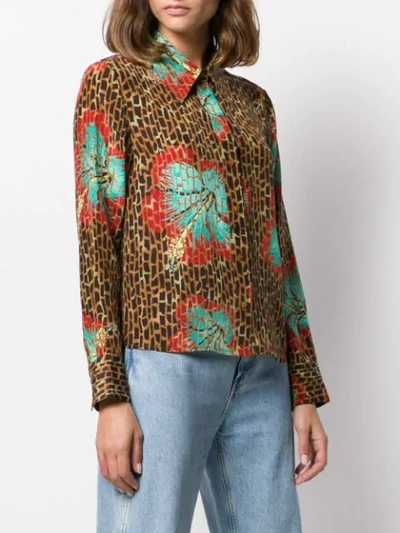 Shop Rixo London Leopard Floral Shirt In Brown