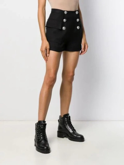 Shop Balmain High-rise Double-breasted Shorts In Black
