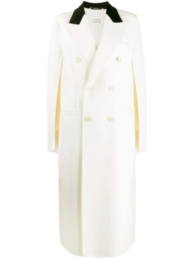 Shop Maison Margiela Cape Sleeves Double-breasted Coat In White