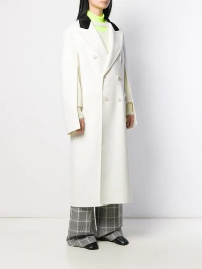 Shop Maison Margiela Cape Sleeves Double-breasted Coat In White