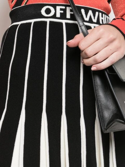 Shop Off-white Striped Pleated Knit Skirt - Schwarz In Black