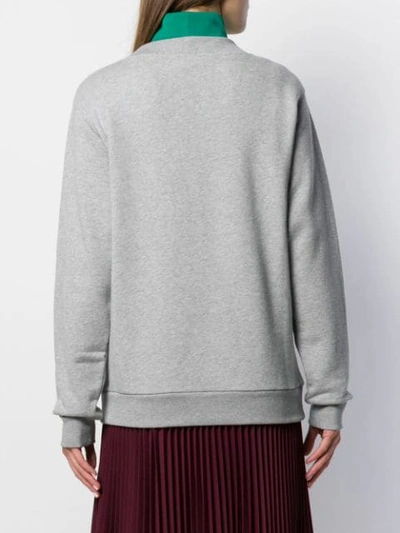 Shop Gucci Plunge Neck Tennis Sweatshirt In Grey