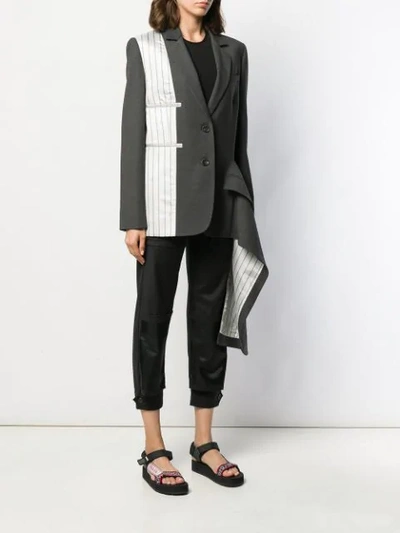 Shop Monse Asymmetrical Double-pocket Draped Blazer In Grey