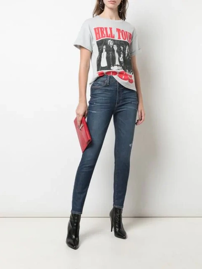 Shop Alice And Olivia Shira Roll Cuff T-shirt In Grey