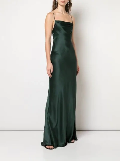 Shop Michelle Mason Cowl-neck Bias Gown In Green