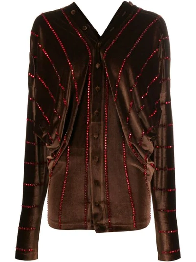 Shop Y/project Rhinestone-embellished Velvet Shirt In Brown