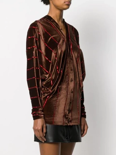 Shop Y/project Rhinestone-embellished Velvet Shirt In Brown