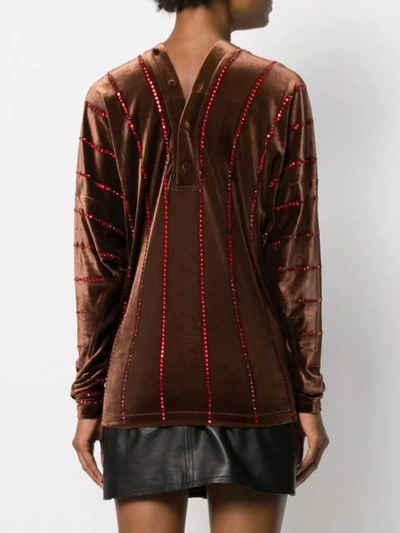 Shop Y/project Rhinestone-embellished Velvet Shirt In Brown