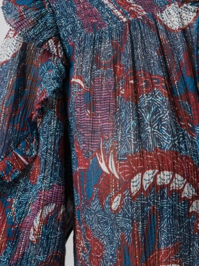 Shop Ulla Johnson Lurex Print Midi Dress In Blue