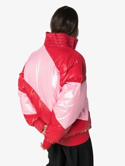 Shop House Of Holland Striped Oversized Puffer Jacket In Pink