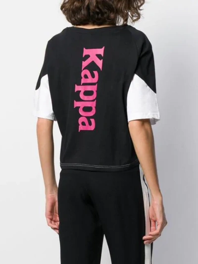 Shop Kappa Cropped Logo Print T-shirt In Black