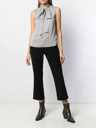 Shop Theory Pussy Bow Neck Blouse In Grey