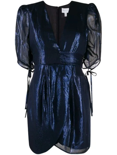 Shop Alice Mccall Metallic V-neck Mini Dress In Blue