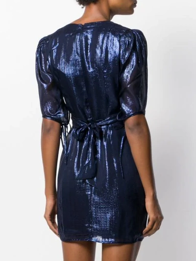 Shop Alice Mccall Metallic V-neck Mini Dress In Blue