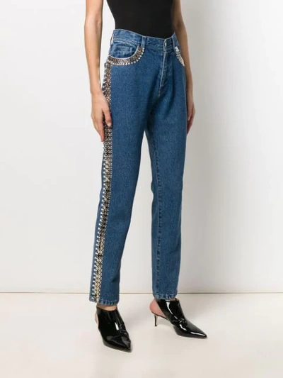 Christopher Kane Embellished Side-stripe Jeans In Blue