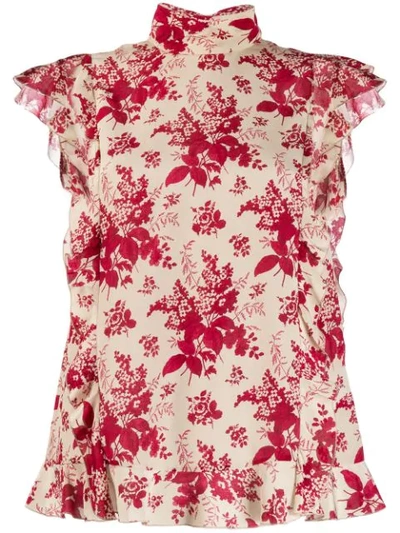 Shop Red Valentino Floral Print Blouse In Neutrals