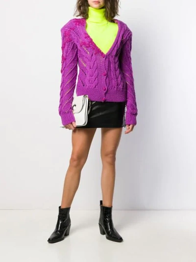 Shop Almaz Velvet Detail Cardigan In Purple